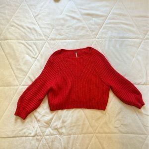 Free People Red Cropped Sweater